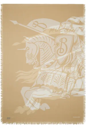 Burberry Foulard beige en laine à emblème du cavalier