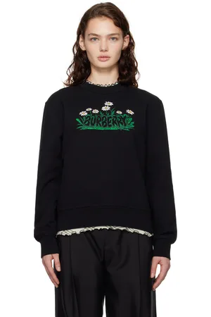 Burberry Pull molletonné noir à image de marguerites à logo