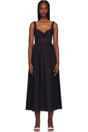 MATTEAU Robe midi noire à panneau de style soutien-gorge léger