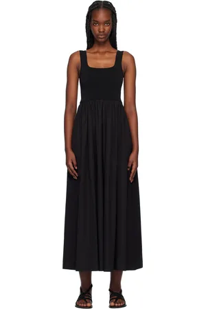 MATTEAU Robe midi noir en tricot et en popeline