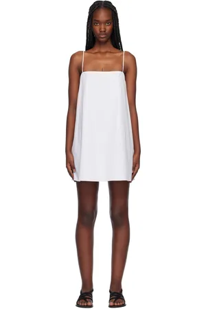 MATTEAU Robe camisole courte blanche à encolure carrée