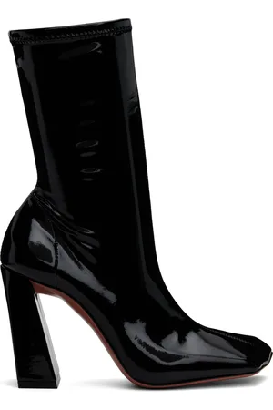 Amina Muaddi Bottes Marine noires en cuir synthétique extensible