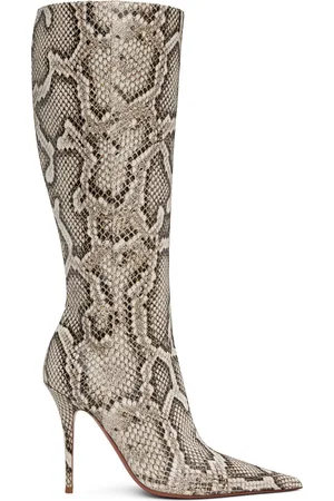 Amina Muaddi Bottes hautes Barbara 105 kaki