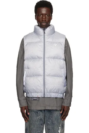 A Bathing Ape Veste grise rembourrée en duvet à logo AAPE Now