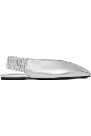St Agni Ballerines argentées à bride arrière et à bout de style enveloppe