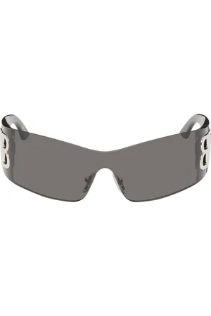 Balenciaga Lunettes de soleil de type visière Bossy grises