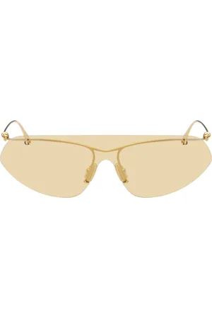 Bottega Veneta Lunettes de soleil de type visière dorées à nœuds emblématiques