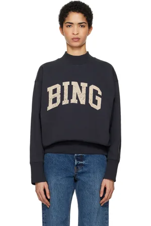 ANINE BING Pull molletonné Bradie bleu marine à logo Bing