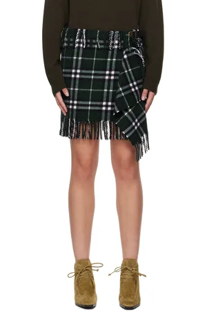 Burberry Minijupe verte en laine et cachemire à carreaux