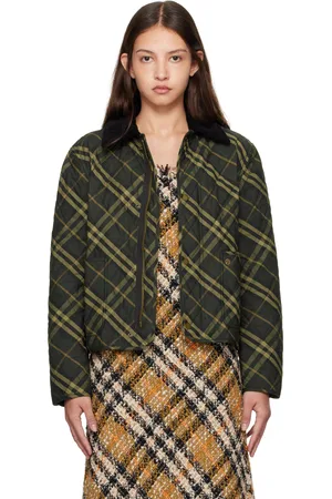 Burberry Blouson de campagne matelassé écourté gris à carreaux