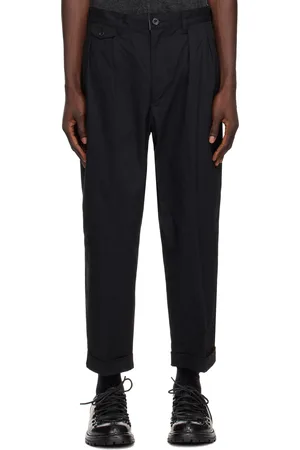 Beams Pantalon noir en sergé à plis