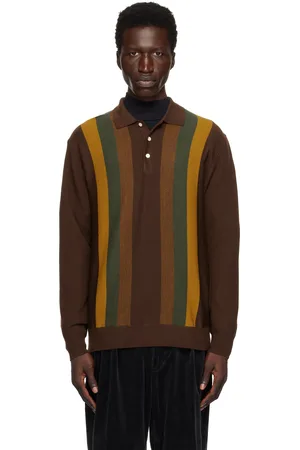 Beams Polo brun en tricot à rayures