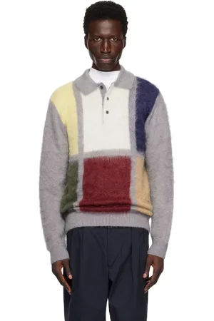 Beams Polo gris en tricot brossé