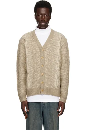 Beams Cardigan beige en tricot épais à motif graphique