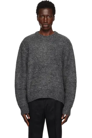 WOOYOUNGMI Pull gris en tricot brossé