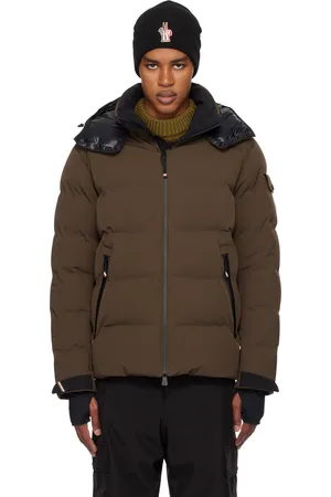 Moncler Blouson de ski Montgetech brun rembourré en duvet à capuche