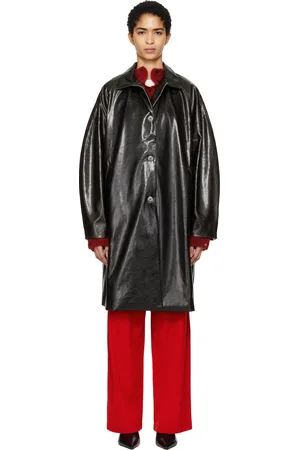 CORDERA Manteau noir en cuir synthétique froissé