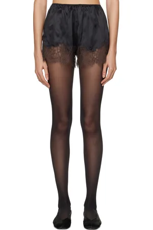 BODE Short de style culotte flottante noir à garnitures en dentelle
