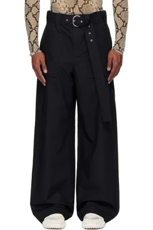 Jil Sander Pantalon bleu marine à ceinture