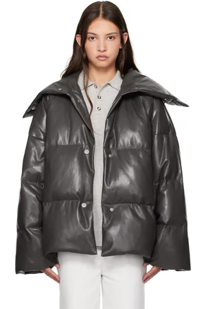 Nanushka Blouson Alora kaki en cuir synthétique rembourré en duvet