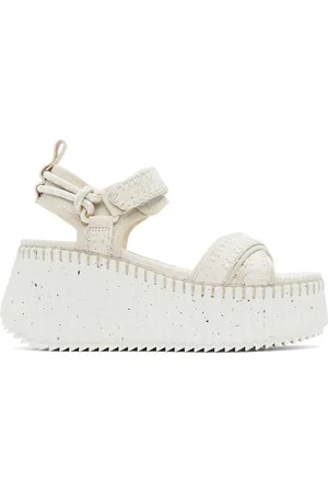 Chloé Sandales à talon compensé blanc cassé - Nama