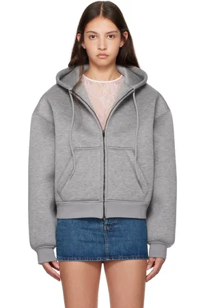 WARDROBE.NYC Pull à capuche gris en jersey contrecollé à glissière