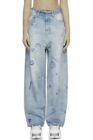 Vetements Jean ample bleu à images gribouillées