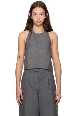 WARDROBE.NYC Haut gris à corsage bain de soleil et à dos ouvert