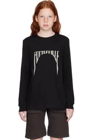 Rick Owens Enfant | T-shirt à manches longues noir à couture horizontale aux épaules - Porterville