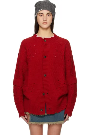 Andersson Bell Cardigan long rouge en laine - Roghen