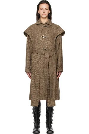 Andersson Bell Manteau étagé brun à panneau de style écharpe