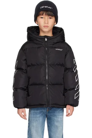OFF-WHITE Enfant | Blouson noir à logo et à rayures diagonales