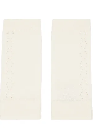 Chloé Gants sans doigts blanc cassé en tricot à logo