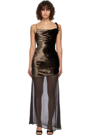 Staud Robe longue Beaton brune
