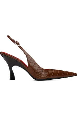 Stella McCartney Chaussures à talon aiguille brunes à bout pointu et à bride arrière - Elsa