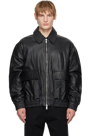 STUDIO NICHOLSON Blouson Piston noir en cuir
