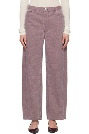 Auralee Jean lavé en pièce mauve en canevas de coton bio