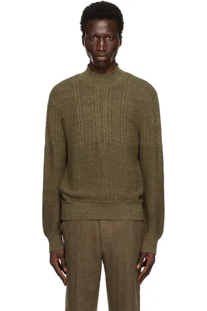 Ralph Lauren Pull vert en coton à col cheminée