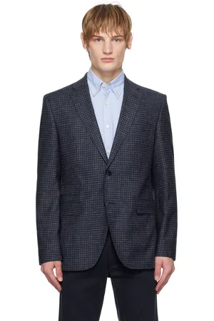 HUGO BOSS Veston bleu à coupe classique et à carreaux