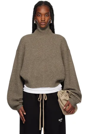 FEAR OF GOD Col roulé gris en tricot gaufré épais