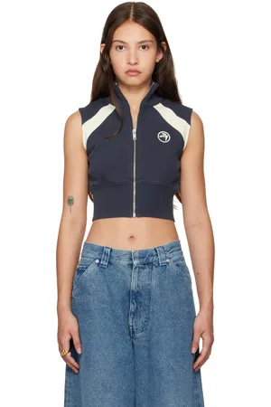 AMBUSH Veste sans manches bleu marine en jersey bouclette