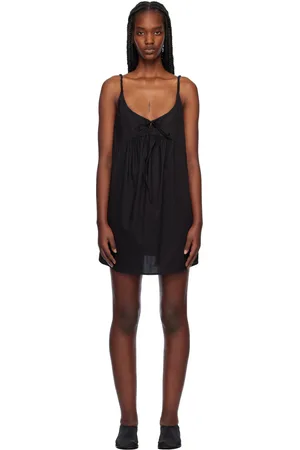 Deiji Studios Robe courte noire à encolure arrondie et à dos ouvert