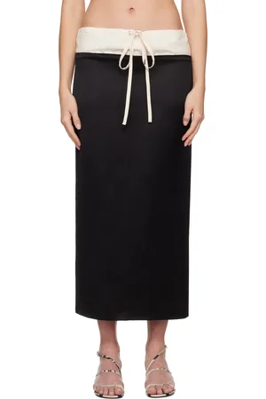 Khaite Jupe midi Chet noir et blanc cassé