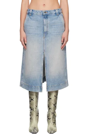 Khaite Jupe midi Charlene bleue en denim