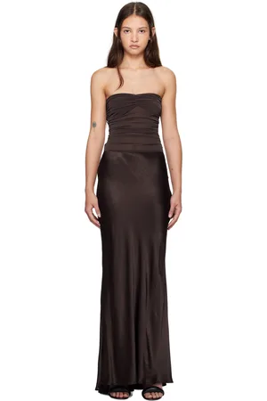 Bec & Bridge Robe longue sans bretelles Dua brune
