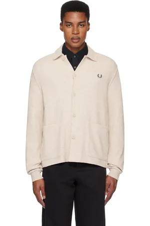 Fred Perry Cardigan à manches longues blanc cassé à boutons