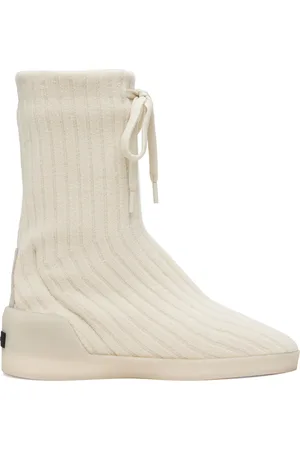 FEAR OF GOD Baskets montantes de style mocassin blanc cassé en tricot
