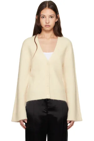 Filippa K Cardigan blanc cassé en tricot brossé