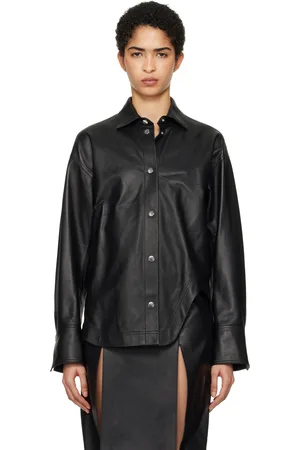 The Attico Chemise Eliza noire en cuir