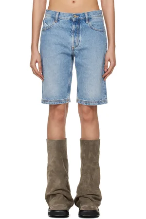The Attico Short bleu en denim à effet délavé